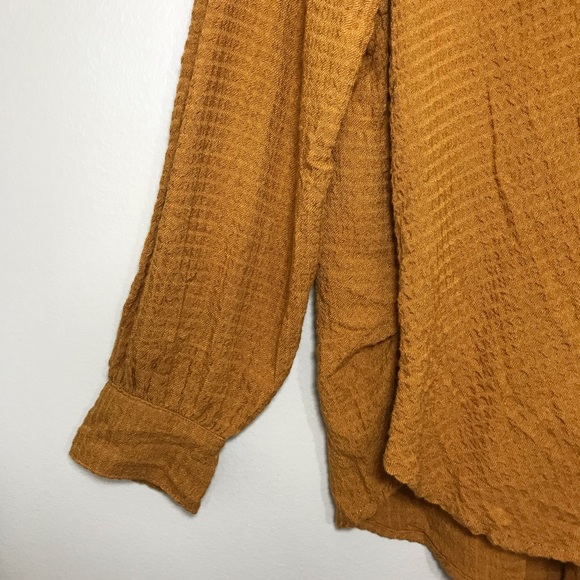 NEW Free People Tunic Blouson Wrap Oversized Button Up Top Gold Long Sleeve Sz S - Picture 11 of 16